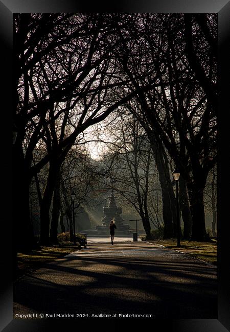 Jogger in the park Framed Print by Paul Madden