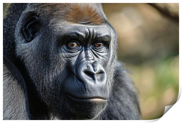 A detailed close up show of a male gorilla. Print by Michael Piepgras