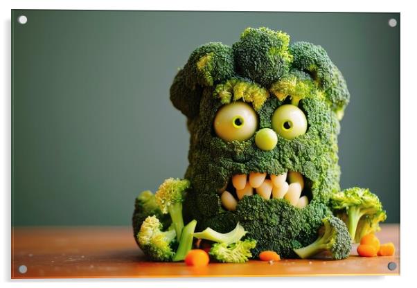 A horrible monster made from broccoli. Acrylic by Michael Piepgras