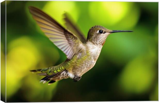 Close up of a hummingbird flying. Canvas Print by Michael Piepgras