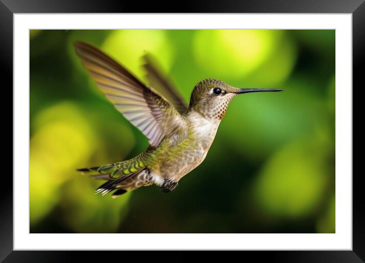 Close up of a hummingbird flying. Framed Mounted Print by Michael Piepgras