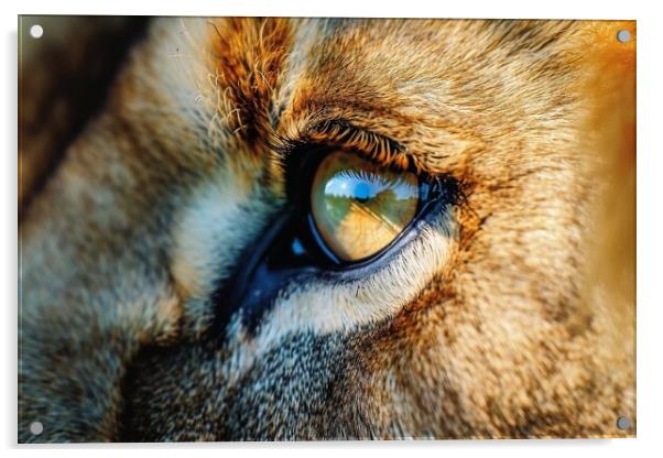 Close up of the eye of a male Lion. Acrylic by Michael Piepgras