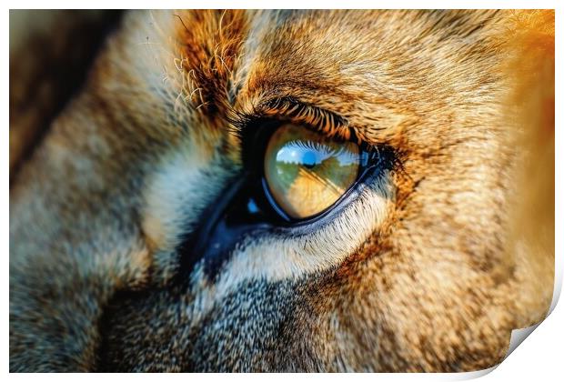 Close up of the eye of a male Lion. Print by Michael Piepgras