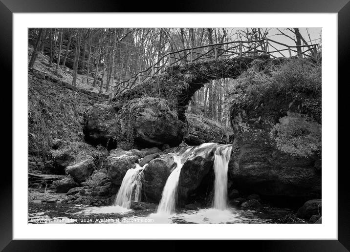 Schiessentumpel Waterfall Luxembourg Monochrome Framed Mounted Print by Imladris 