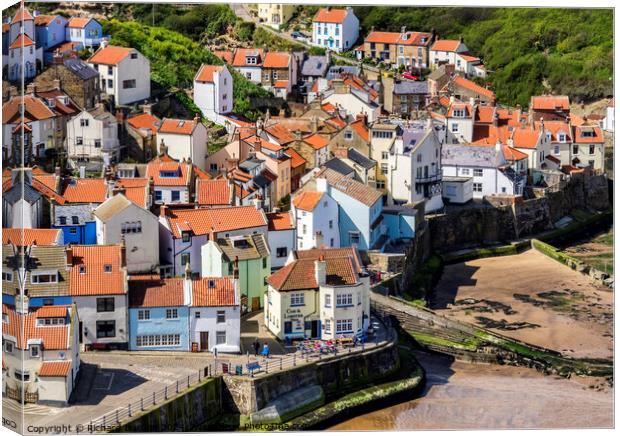 Staithes Village From Penny Nab Canvas Print by Richard Burdon