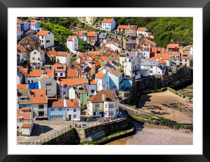 Staithes Village From Penny Nab Framed Mounted Print by Richard Burdon