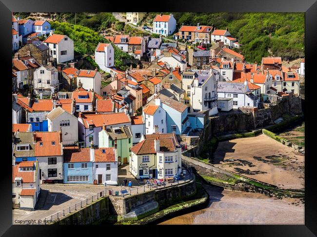 Staithes Village From Penny Nab Framed Print by Richard Burdon