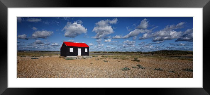 The Red Roofed Hut at Rye Harbour nature reserve Sussex UK Framed Mounted Print by John Gilham