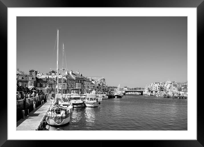 Weymouth Harbour BW Framed Mounted Print by Alison Chambers