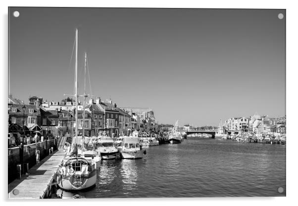 Weymouth Harbour BW Acrylic by Alison Chambers