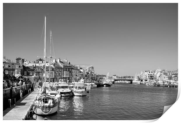 Weymouth Harbour BW Print by Alison Chambers