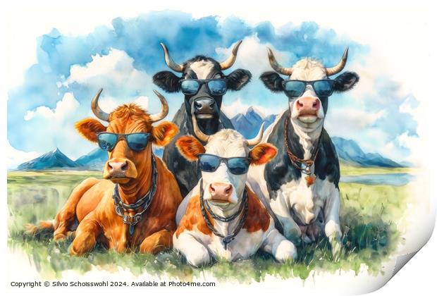 Cool Cows Print by Silvio Schoisswohl