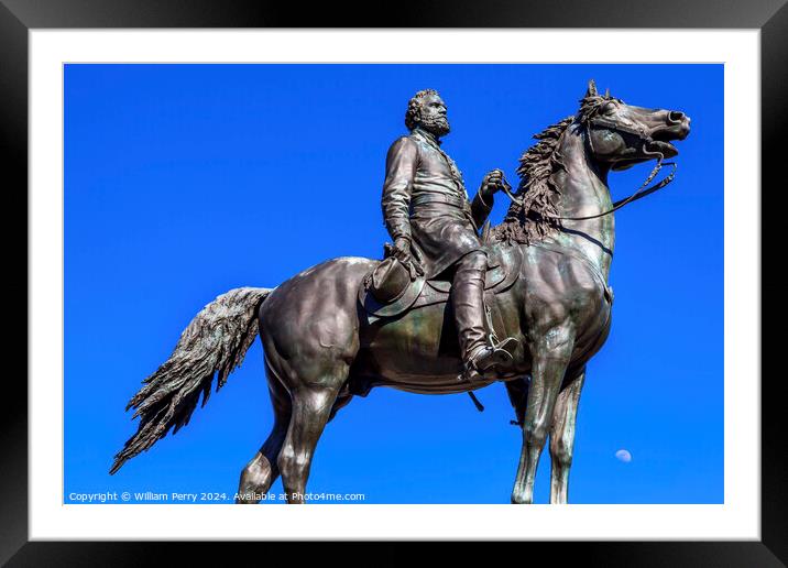Major General George Thomas Statue Moon Washington DC Framed Mounted Print by William Perry