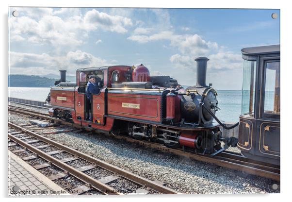 The steam engine, David Lloyd George at Porthmadog Acrylic by Keith Douglas
