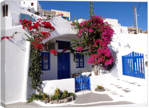 Santorini Doorway Canvas Print by Sheila Ramsey