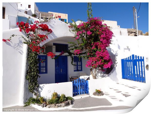 Santorini Doorway Print by Sheila Ramsey