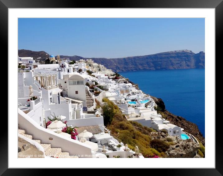 View Of Oia Santorini Framed Mounted Print by Sheila Ramsey