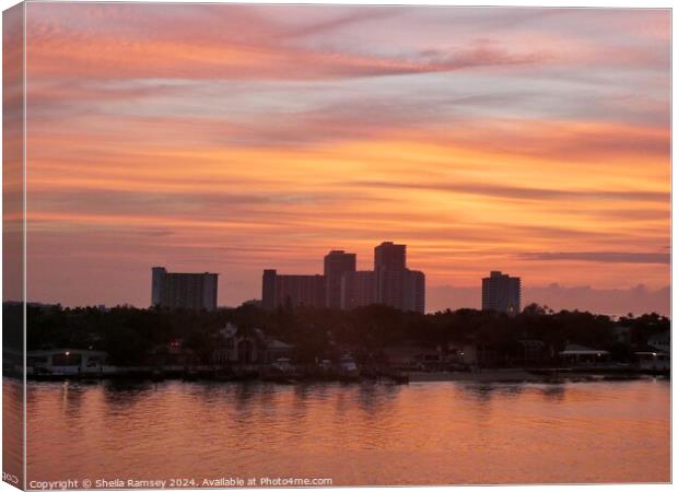 Sunrise over Fort Lauderdale Canvas Print by Sheila Ramsey