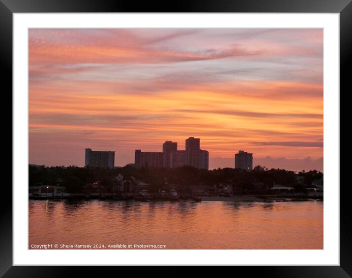 Sunrise over Fort Lauderdale Framed Mounted Print by Sheila Ramsey