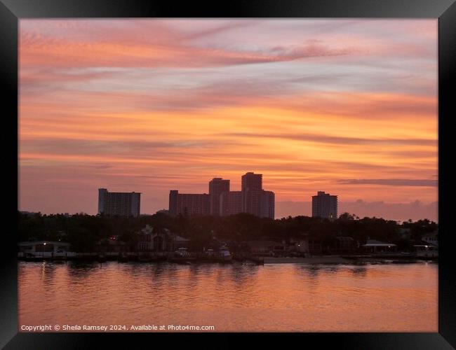 Sunrise over Fort Lauderdale Framed Print by Sheila Ramsey
