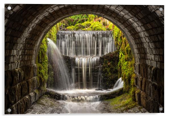 Waterfall Tunnel Peak District  Acrylic by Tim Gamble