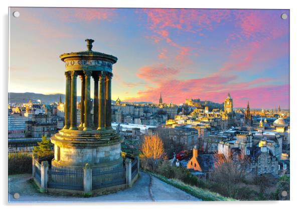 Edinburgh Sunrise Acrylic by Alison Chambers