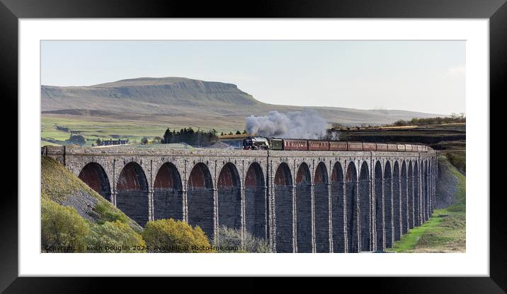 Tornado Steam Engine on the Ribblehead Viaduct  Framed Mounted Print by Keith Douglas