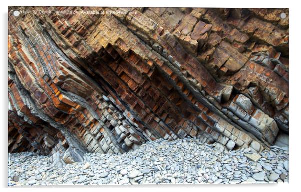 the rocks at Sandymouth Bay Acrylic by Derek Daniel