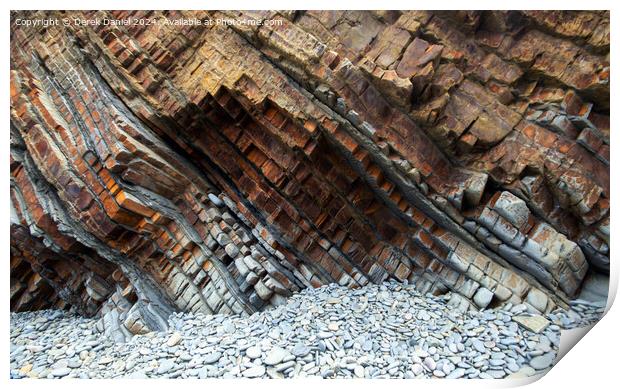 the rocks at Sandymouth Bay Print by Derek Daniel