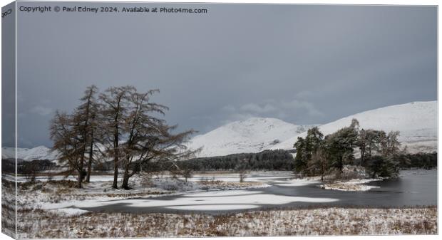 Frozen Loch Tulla, West Highlands, Scotland, UK Canvas Print by Paul Edney