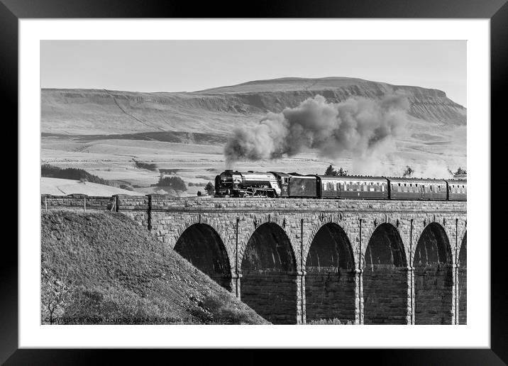 Tornado Steam Locomotive on the Ribblehead Viaduct Framed Mounted Print by Keith Douglas