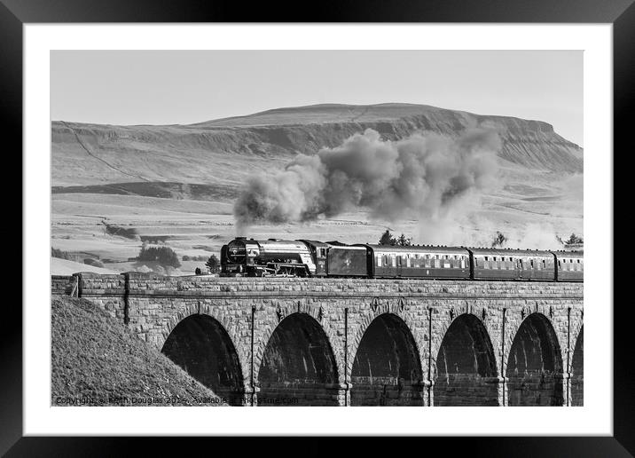 Tornado Steam Engine on the Ribblehead Viaduct (B/ Framed Mounted Print by Keith Douglas
