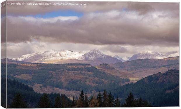 Moody Mountains in Winter Wales Canvas Print by Pearl Bucknall