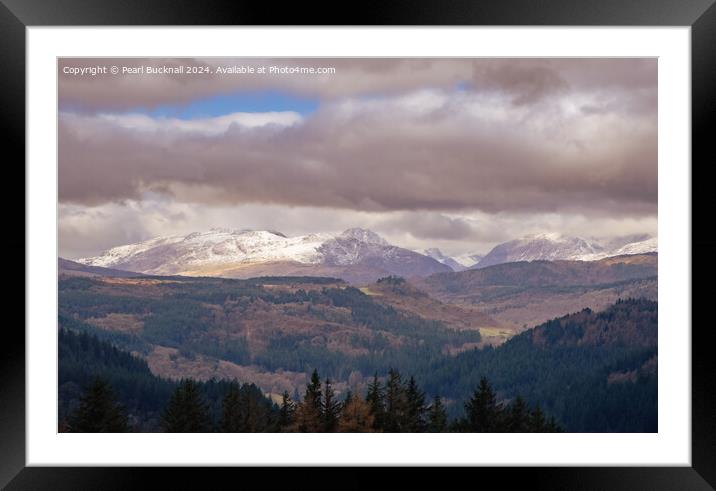 Moody Mountains in Winter Wales Framed Mounted Print by Pearl Bucknall