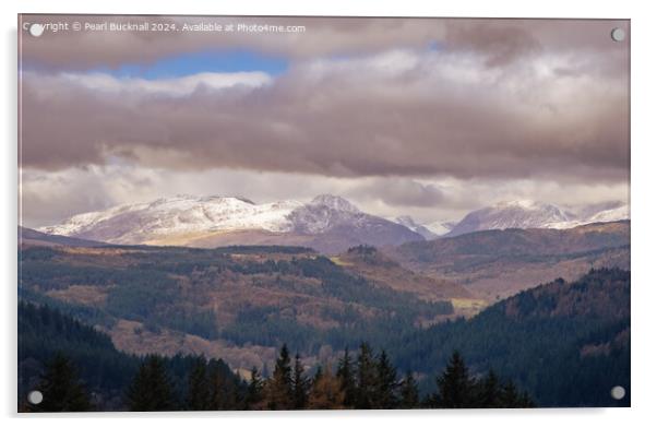 Moody Mountains in Winter Wales Acrylic by Pearl Bucknall