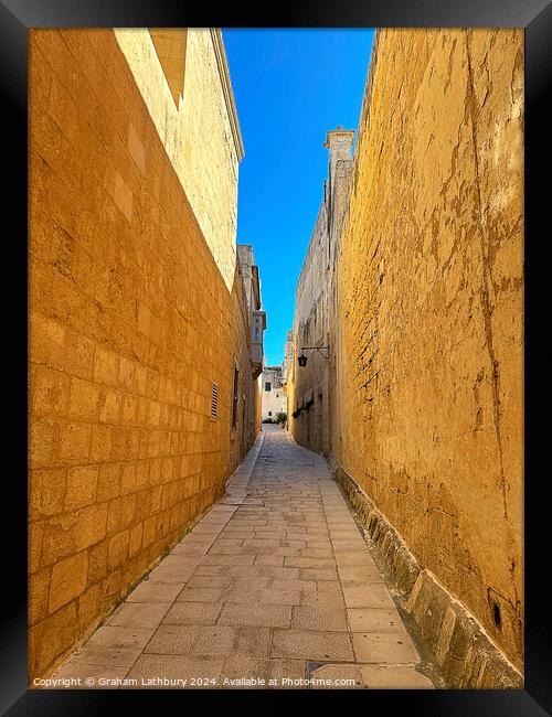 Mdina, Malta,  Side Street Framed Print by Graham Lathbury