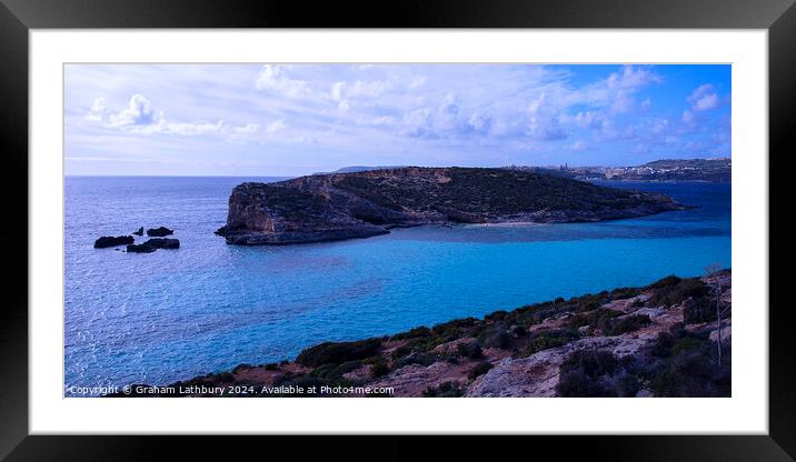 Blue Lagoon Comino, Malta Framed Mounted Print by Graham Lathbury