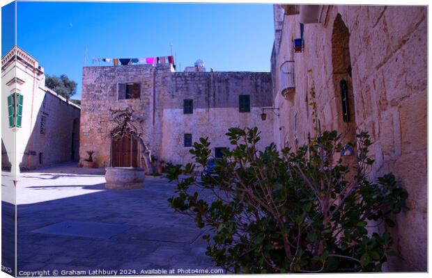 Mdina, Malta, Street Scene Canvas Print by Graham Lathbury