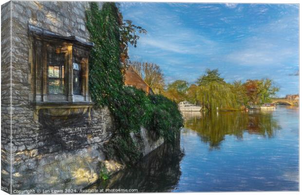 Window By The Thames at Abingdon Canvas Print by Ian Lewis