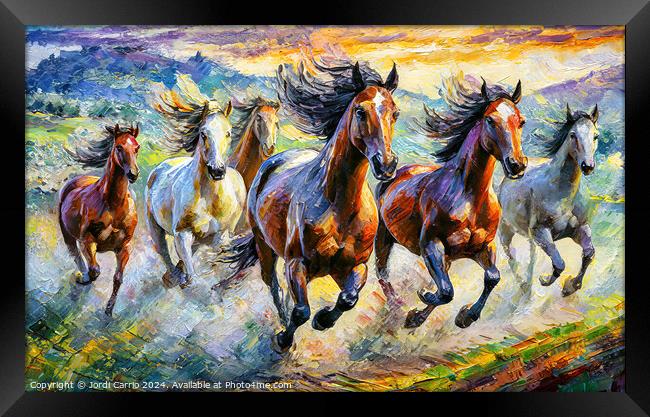 Impetuous Gallop - GIA2401-0160-OIL Framed Print by Jordi Carrio