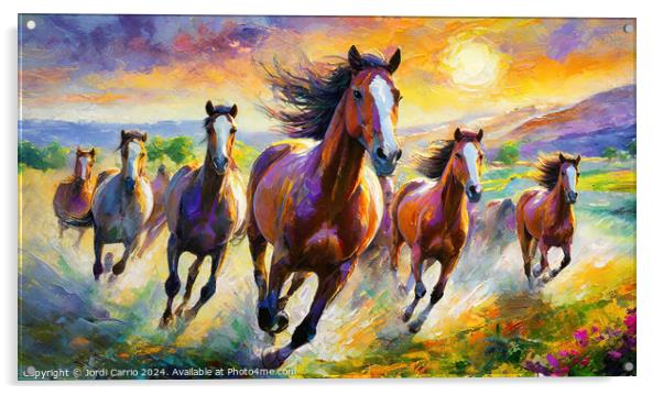 Galloping Dawn - GIA2401-0161-OIL Acrylic by Jordi Carrio