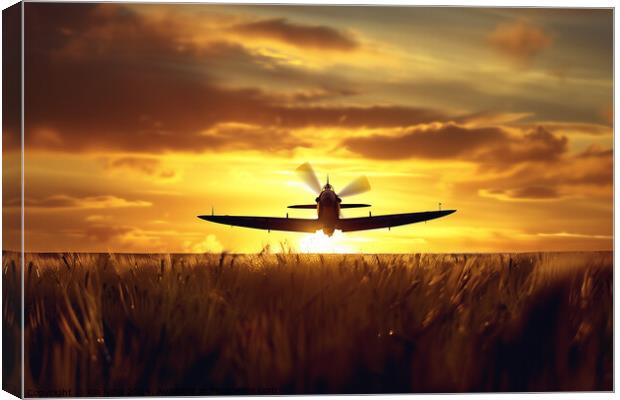 Spitfire sunset silhouette  Canvas Print by Kia lydia