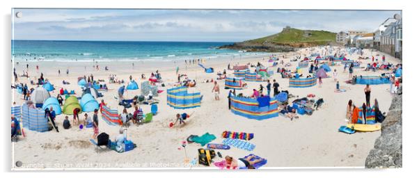 St Ives Beach Scene Acrylic by Stuart Wyatt