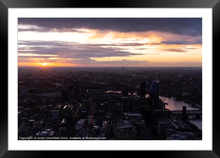 Sunset over London and the River Thames Framed Mounted Print by Andy Critchfield