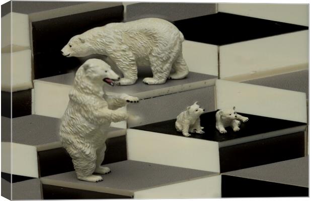 Polar Bears On The Cubes Canvas Print by Steve Purnell