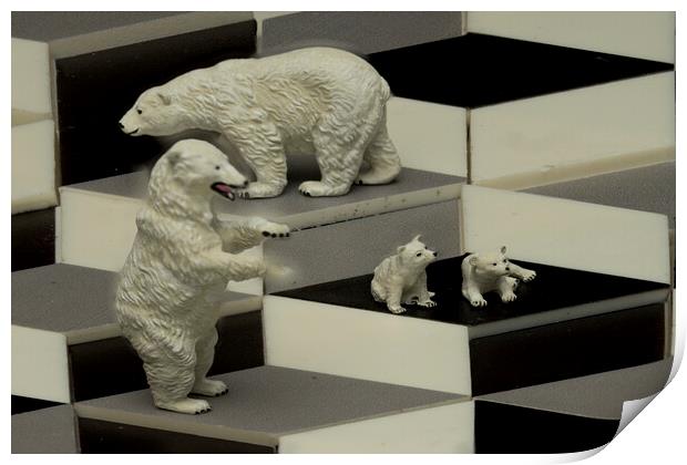 Polar Bears On The Cubes Print by Steve Purnell