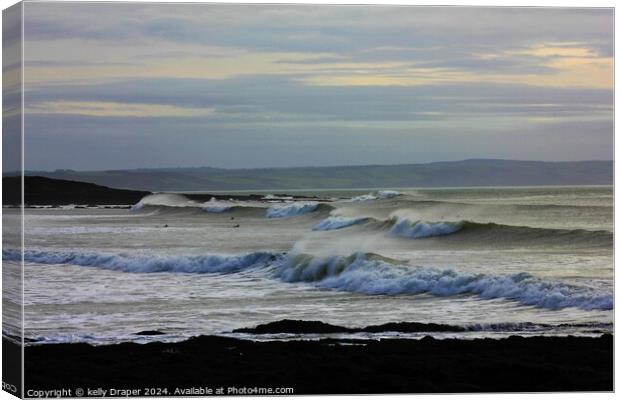 The Waves Of Croyde Bay Canvas Print by kelly Draper