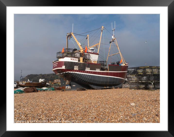 The Busy Beach of Hastings. Framed Mounted Print by Mark Ward