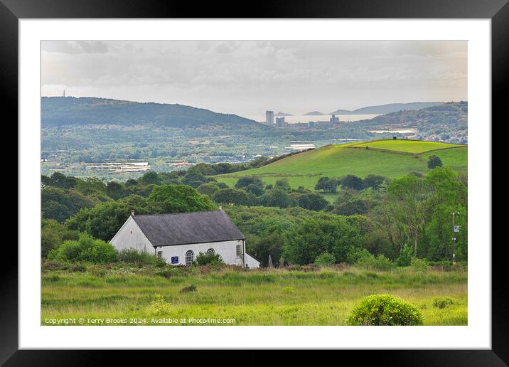 Gellionnen Chapel and Swansea Framed Mounted Print by Terry Brooks