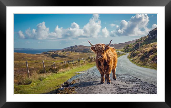 Isle Of Mull Highland Cow Framed Mounted Print by Steve Smith